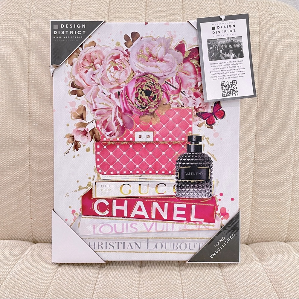 NEW‎ Design District Art Studio Hand Embellished Glam Fashion Canvas Wall Art